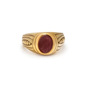 VAHE NALTCHAYAN, YELLOW GOLD AND CARNELIAN INTAGLIO RING