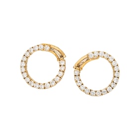 YELLOW GOLD AND DIAMOND HOOP EARRINGS