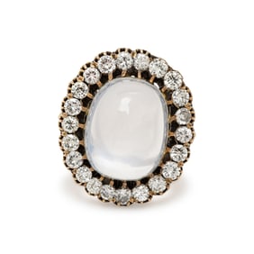 MOONSTONE AND DIAMOND RING