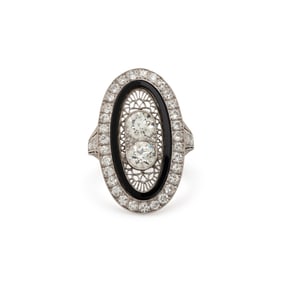 ONYX, DIAMOND, AND PLATINUM RING