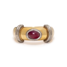 GEORG JENSEN, BICOLOR GOLD AND RUBY RING