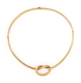 YELLOW GOLD KNOT CHOKER NECKLACE
