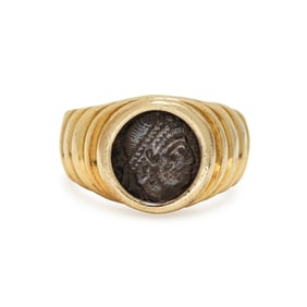 YELLOW GOLD AND COIN RING