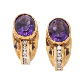 NIVA, AMETHYST AND DIAMOND EARRINGS
