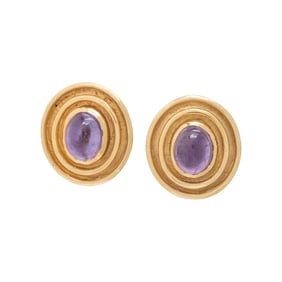 YELLOW GOLD AND AMETHYST EARRINGS