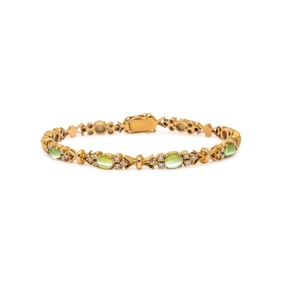 CAT'S EYE CHRYSOBERYL AND DIAMOND BRACELET