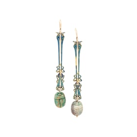 ART NOUVEAU, EGYPTIAN REVIVAL SCARAB EARRINGS
