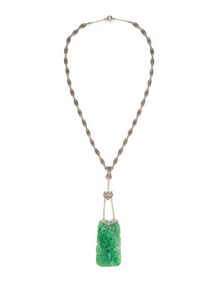 ART DECO, JADE, SEED PEARL, AND DIAMOND NECKLACE