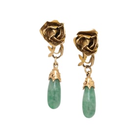 YELLOW GOLD AND JADE EARRINGS