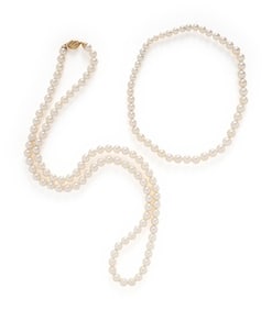 TWO CULTURED PEARL NECKLACES