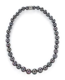GRAY CULTURED PEARL AND DIAMOND NECKLACE
