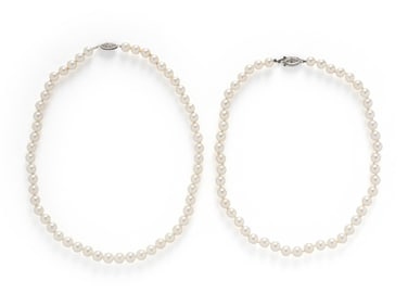 TWO CULTURED PEARL NECKLACES