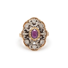 BICOLOR GOLD, RUBY, AND DIAMOND RING