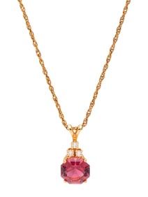 PINK TOURMALINE AND DIAMOND PENDANT
