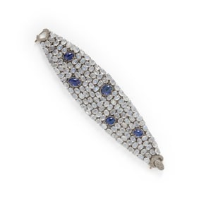 TANZANITE, MOONSTONE, AND DIAMOND BRACELET