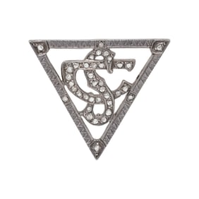 SILVER-TOPPED GOLD AND DIAMOND PENDANT BROOCH