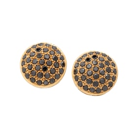 YELLOW GOLD AND BLACK DIAMOND EARRINGS