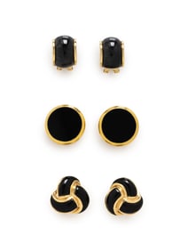 THREE PAIRS OF YELLOW GOLD EARRINGS