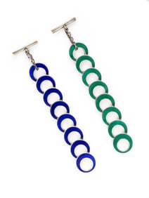 FRANZI, PAIR OF ENAMEL AND STERLING SILVER BRACELETS