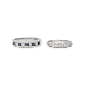 TWO PLATINUM AND DIAMOND BANDS