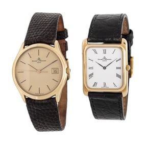 BAUME & MERCIER, TWO YELLOW GOLD WATCHES