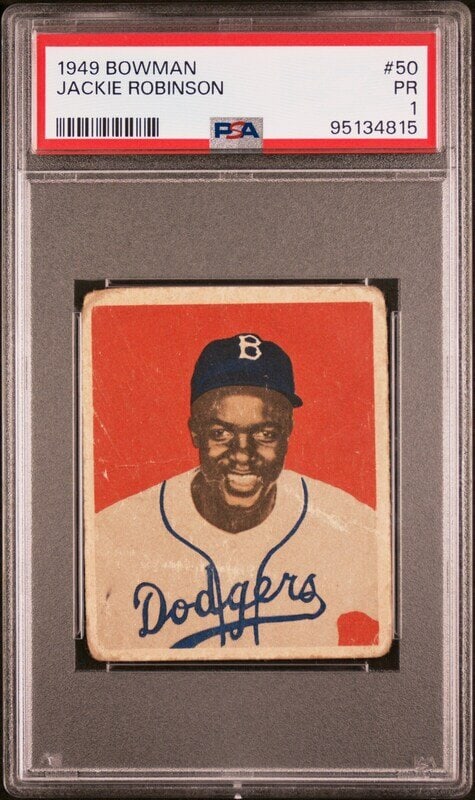 A 1949 Bowman Jackie Robinson Baseball Card No. 50 (PSA 1) (1 of 2)