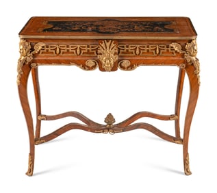 A Régence Style Gilt Bronze Mounted Kingwood and Floral Marquetry Table