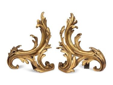 A Pair of Louis XV Style Gilt Bronze Chenets