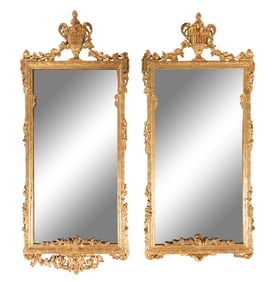A Pair of Louis XVI Style Giltwood Mirrors