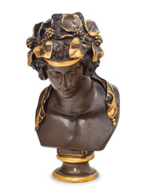 A Bronze and Parcel Gilt Bust of Antinous as Dionysus