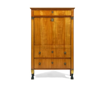An Empire Style Gilt Metal Mounted Fruitwood Secretaire à Abattant