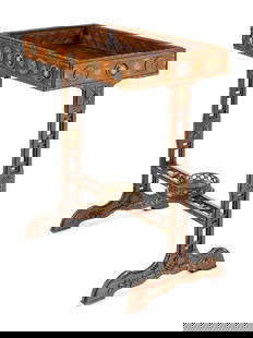 A French Gilt Bronze and Enamel Mounted Parquetry Tricoteuse: A French Gilt Bronze and Enamel Mounted Parquetry Tricoteuse By Jean-Jacques Werner, Late 19th Century stamped 'Werner' to underside of leg, with hinged fall front. Height 31 1/2 x width 23 1/2 x dept