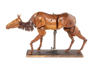 A French Articulated Walnut Maquette of a Horse