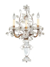 A Gilt Metal and Cut Glass Three-Light Sconce