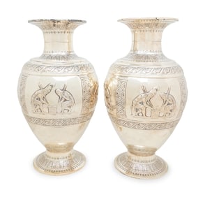 A Pair of Large French Silver Vases