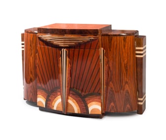 An Art Deco Style Various Woods Inlaid Side Cabinet