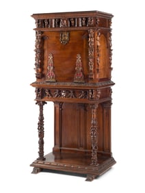 An Italian Renaissance Revival Walnut Cabinet on Stand