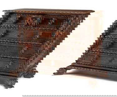 An Italian Renaissance Revival Carved Walnut Chest of Drawers: An Italian Renaissance Revival Carved Walnut Chest of Drawers 20th Century, Incorporating Earlier Elements Height 42 x width 60 x depth 26 inches. This lot is located in Chicago.