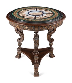 An Italian Micromosaic and Parcel Gilt Oak Center Table