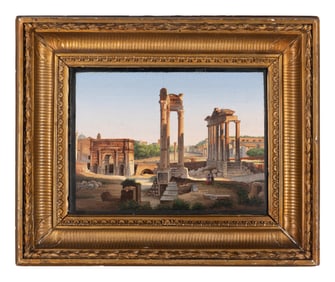 An Italian Micromosaic Panel of the Temple of Vespasian and Titus