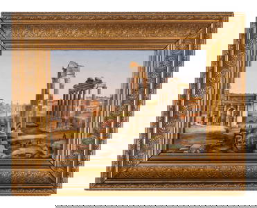 An Italian Micromosaic Panel of the Temple of Vespasian and Titus