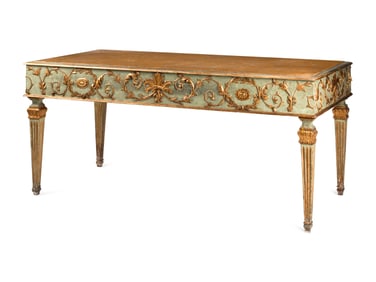 An Italian Neoclassical Painted and Parcel Gilt Marble-Inset Center Table