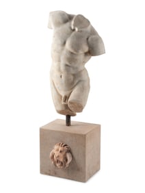An Italian Carved Marble Torso of a Man