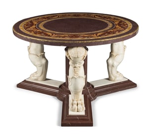 A Neoclassical Style Pietra Dura and Carved Marble Center Table