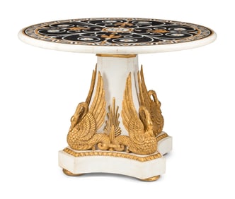 An Italian Parcel Gilt Table with a Specimen Marble Top