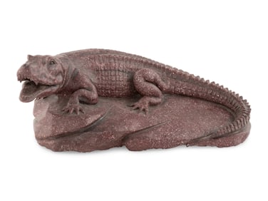 An Italian Carved Red Porphyry Crocodile