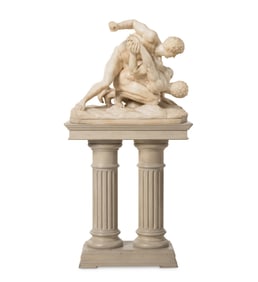 An Italian Carved Marble Figural Group of The Wrestlers