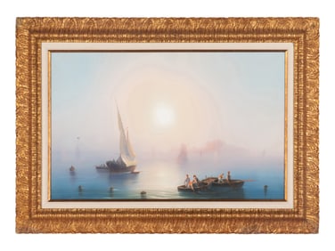 Neapolitan School, 19th Century Fishermen Offshore in Capri