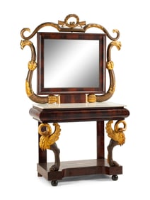 An Italian Painted and Parcel Gilt Mahogany Pier Table and Mirror