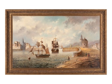 Italian School, 19th Century, Ships in Harbor